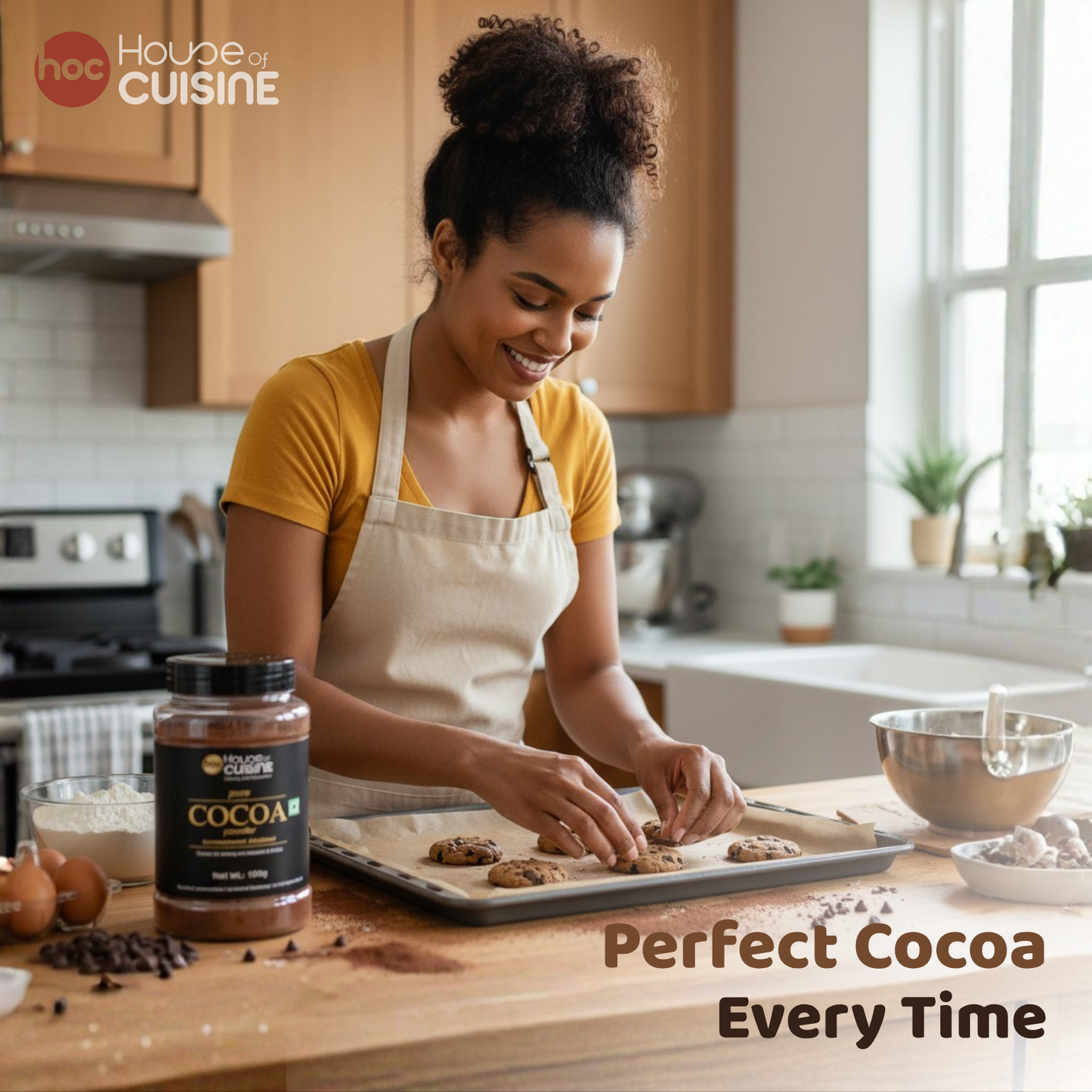 House of Cuisine (HOC) Pure Cocoa Powder 100g | Unsweetened & Alkalized | Rich Dark Chocolate Flavor | Perfect for Baking, Beverages & Desserts