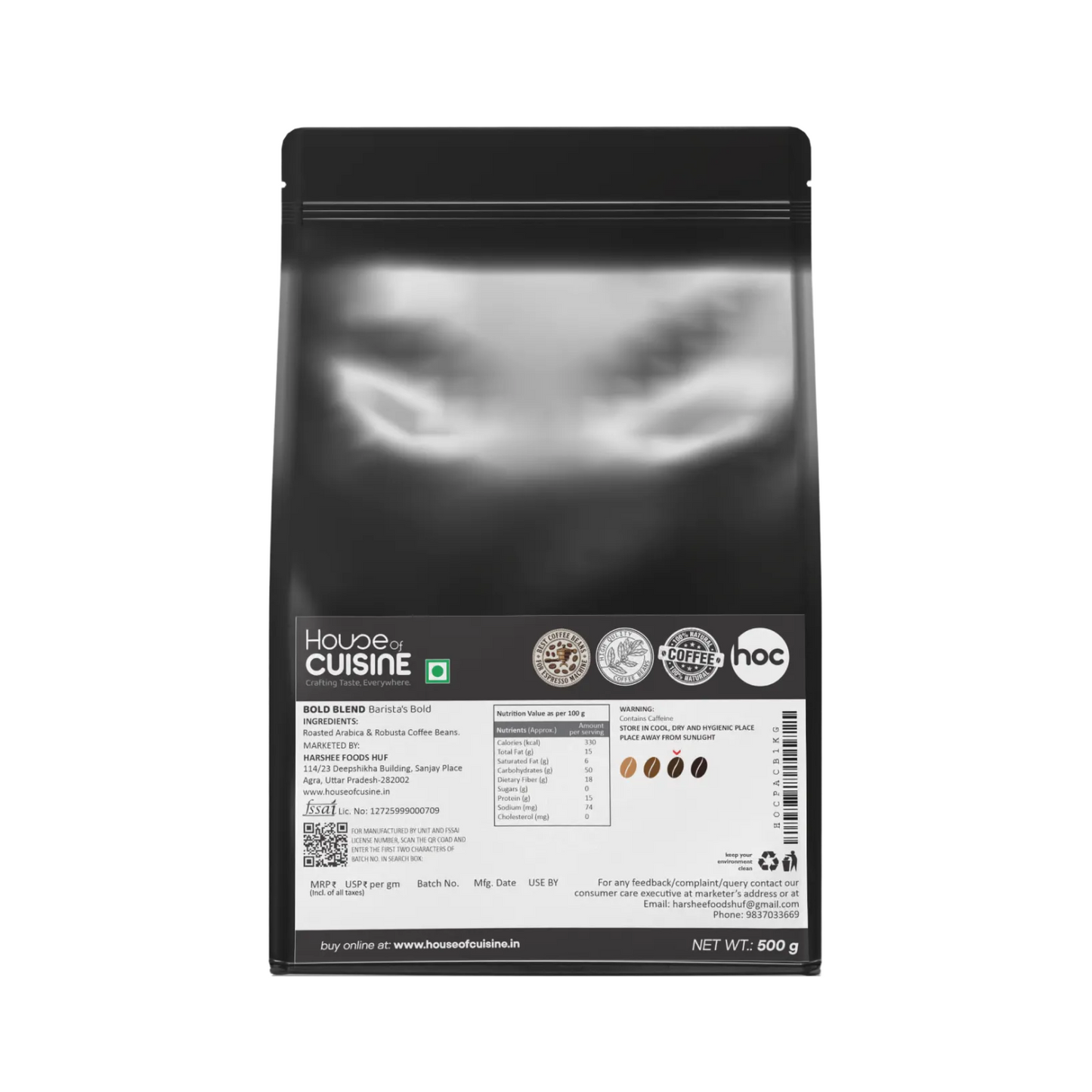 HOC BOLD BLEND 500g Barista Coffee Beans Dark Roast Strong Flavor Coffee Beans