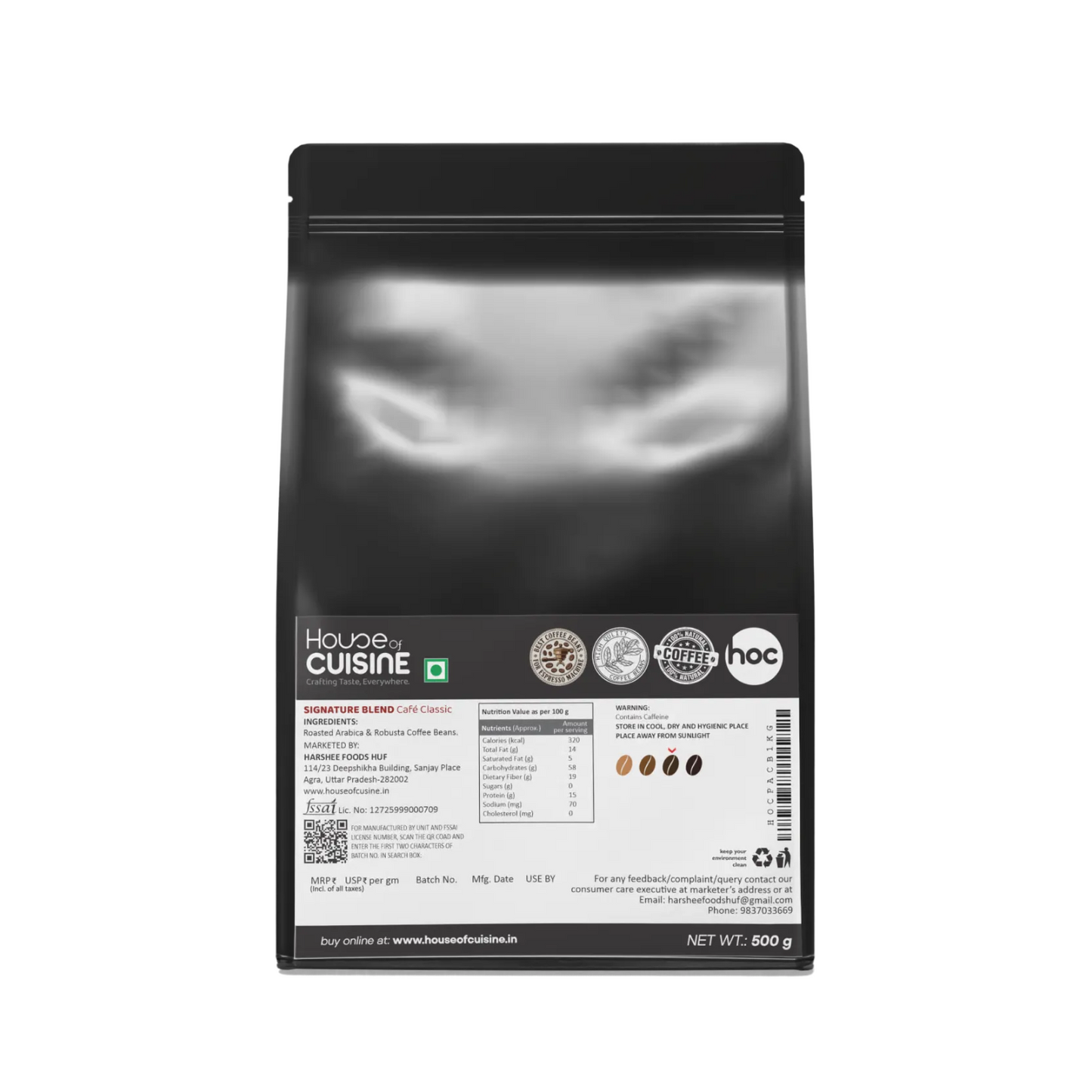 HOC 500g Signature Blend | Coffee Beans Café Style | Strong Roast Coffee Beans