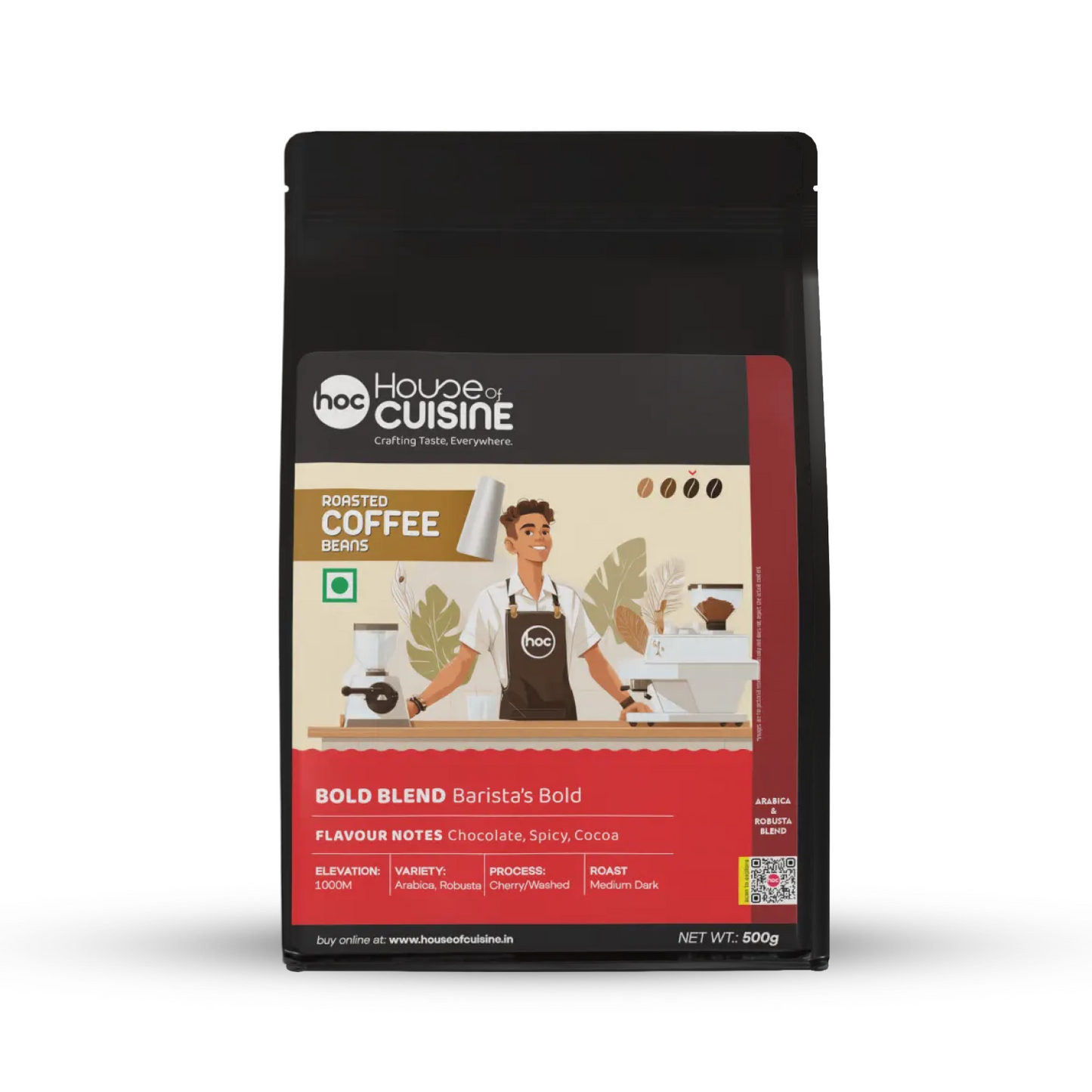 HOC BOLD BLEND 500g  Barista Coffee Beans Dark Roast Strong Flavor Coffee Beans